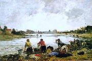 Eugene Boudin Lavadeiras nas margens do rio Touques oil painting picture wholesale